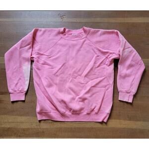 True Vintage Pink Crewneck Sweatshirt Lg Sunfaded Peanuts Mayo Snoopy Flock
